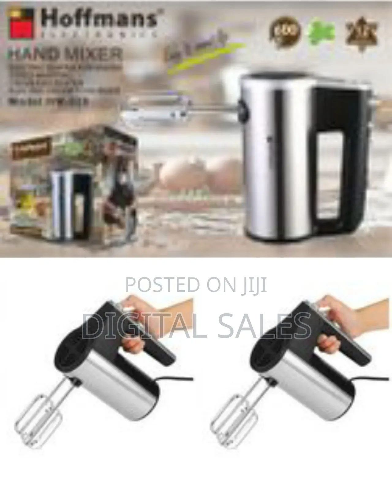 Hoffmans Hm-929 Electric 600w Hand Mixer With Double Rod Design