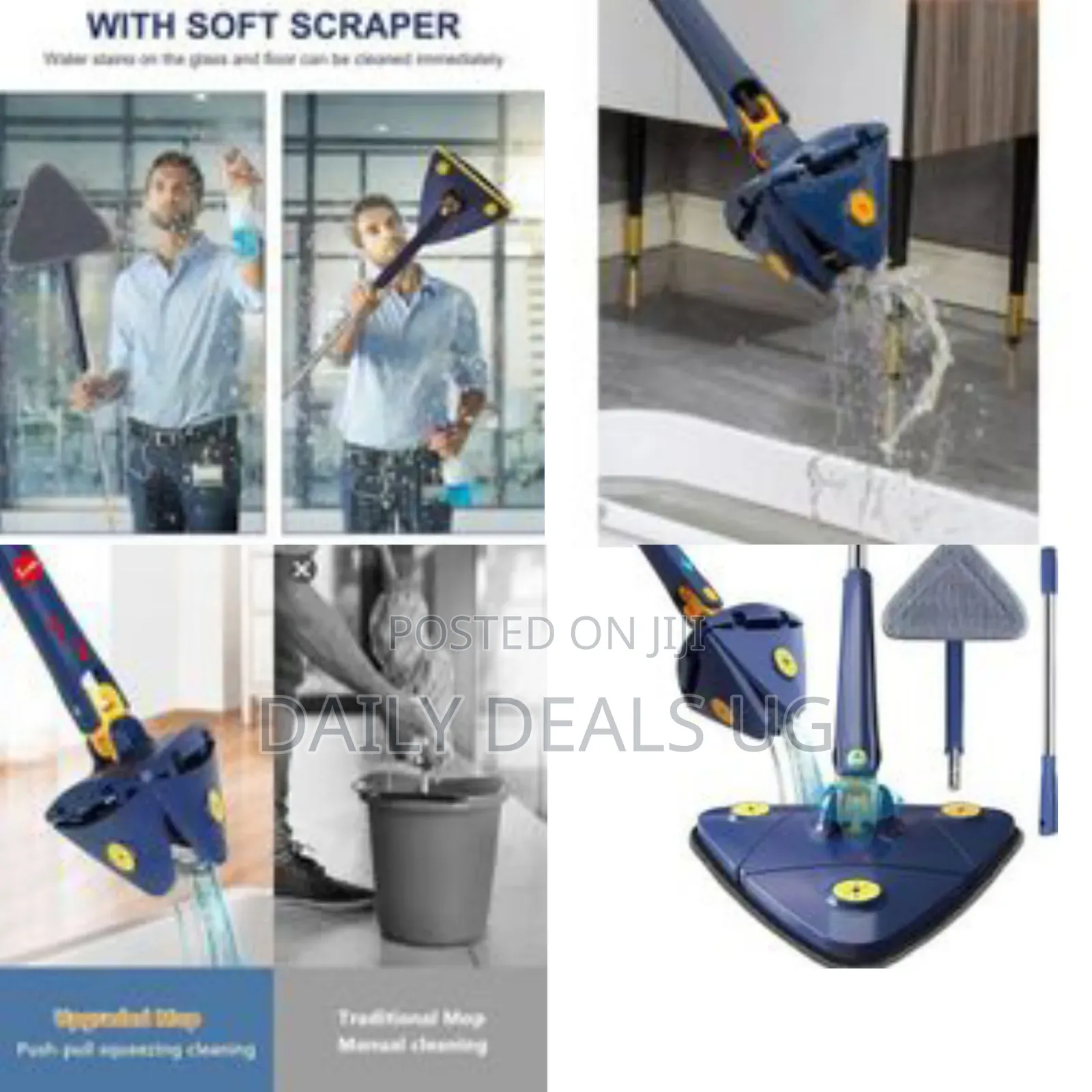 Triangular Self-Wringing Microfiber Mop - Multicolor