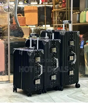 Set Of 3pcs Hardshell  Aluminum Ribbed Suitcases