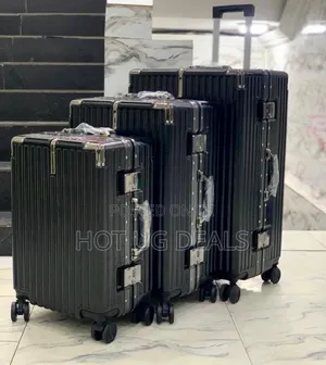 Set Of 3pcs Hardshell  Aluminum Ribbed Suitcases