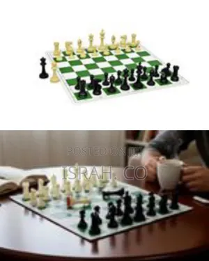 Tournament-Style Plastic Chess Set With Roll-Up Vinyl Mat - Multicolor