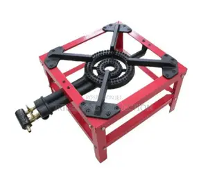 Heavy-Duty Single-Burner Red Gas Stove.