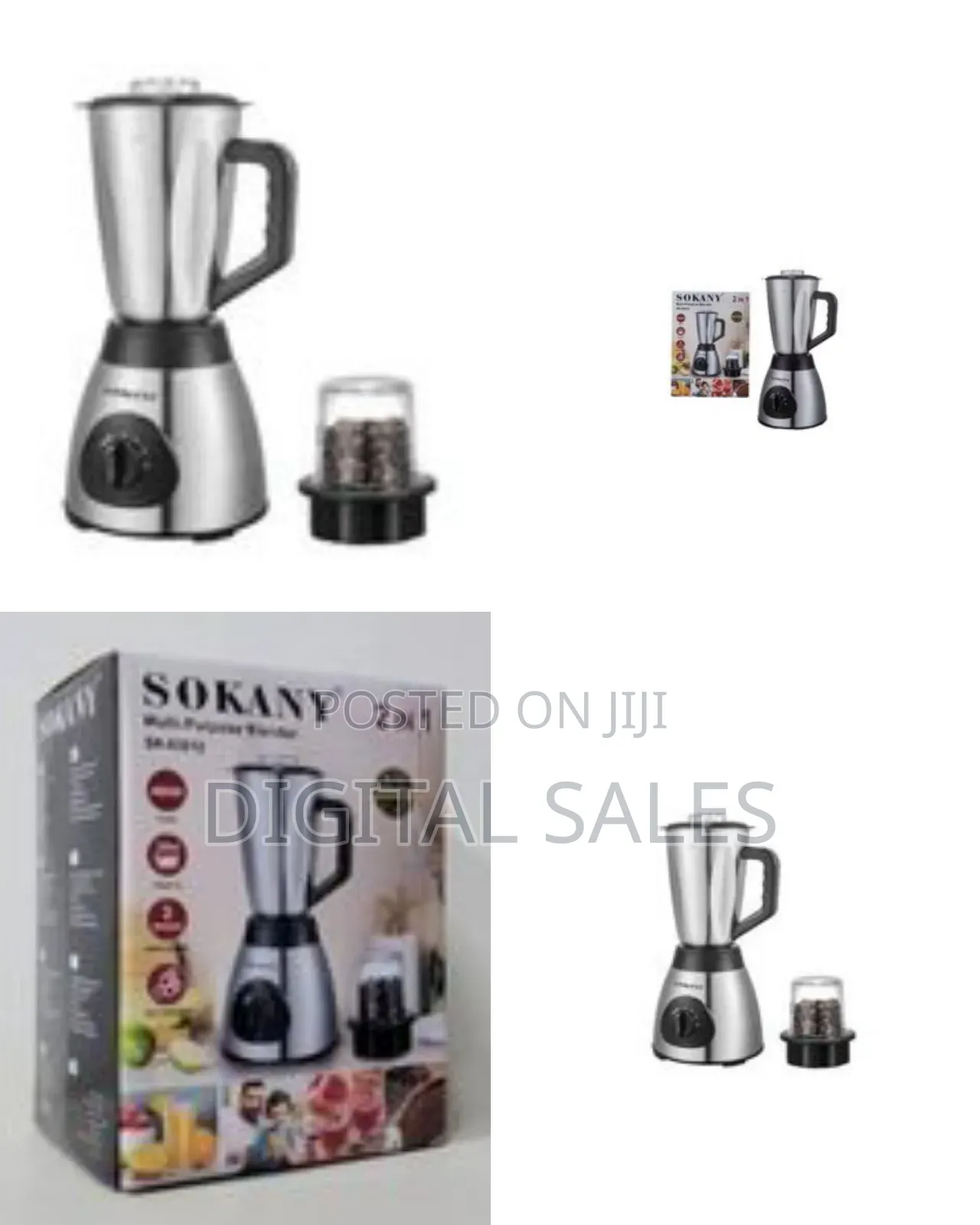 Sokany Stainless Steel Blender With Grinder Attachment