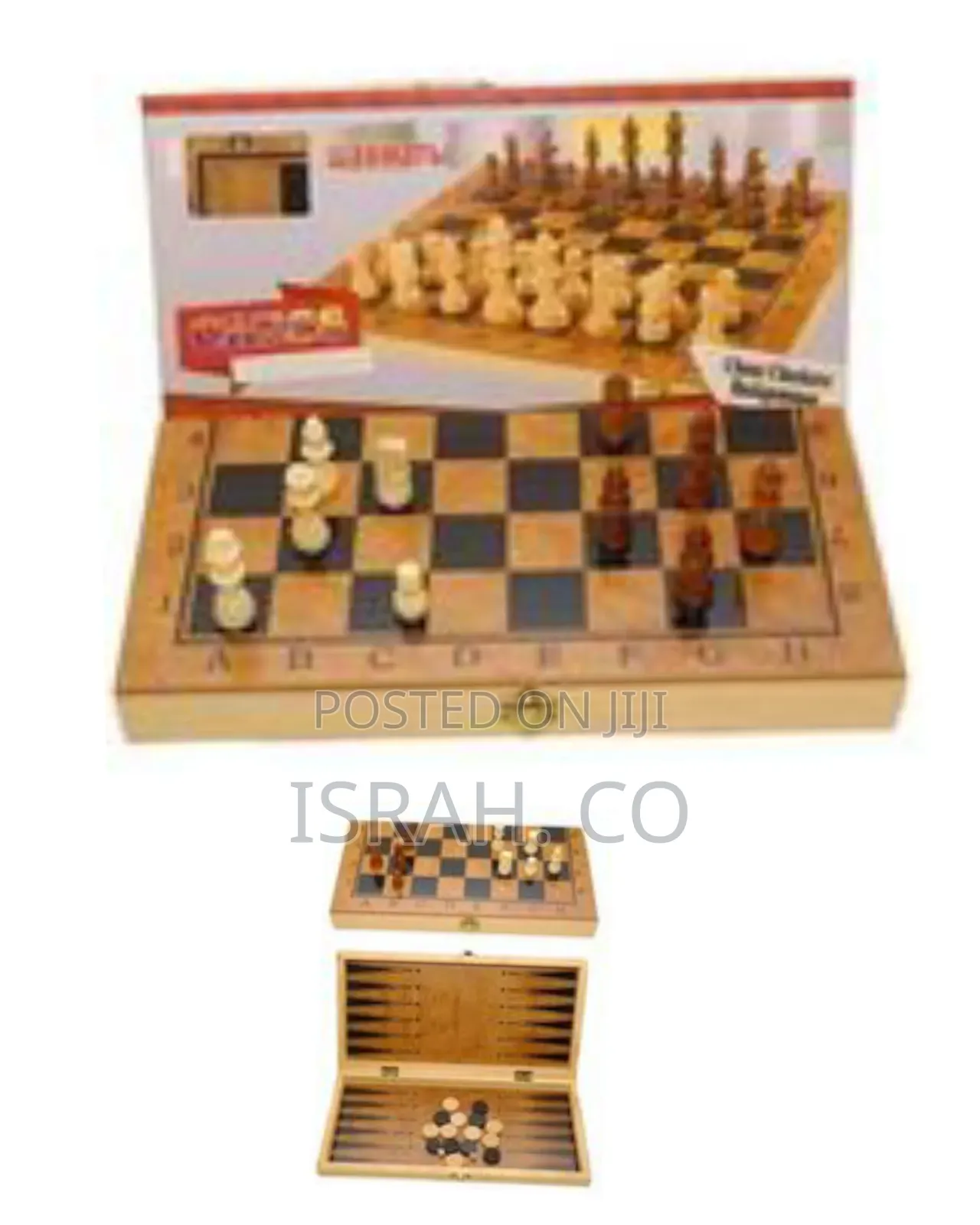3-in-1 Game Set Including Chess, Checkers, and Backgammon