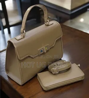 2 Pc Ladies Classic Handbag - White
