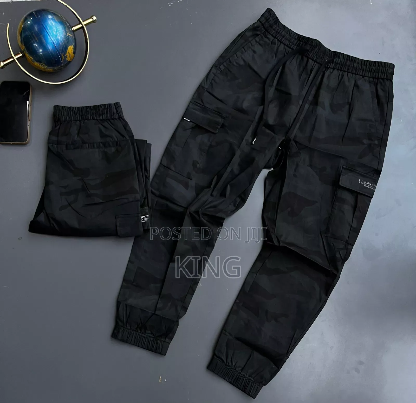 Black Camou Cargo Pants
