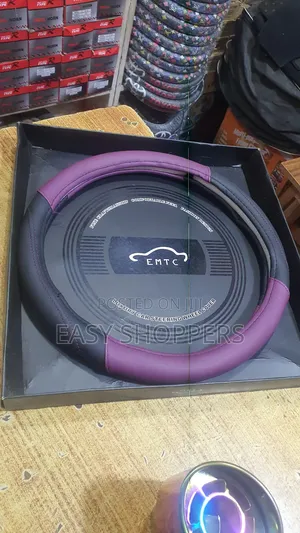 Emtc Luxury Car Steering Wheel Cover in a Black and Purple
