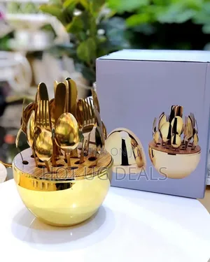 24-piece Gold Cutlery Set With Oval Shaped Stand