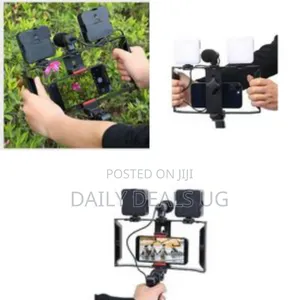 Professional Smartphone Video Rig Kit With Dual Led Lights Microphon