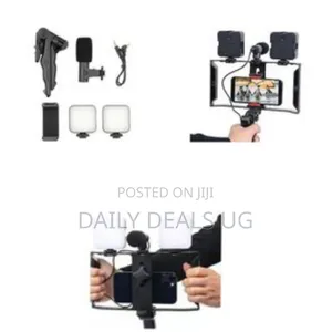 Professional Smartphone Video Rig Kit With Dual Led Lights Microphon