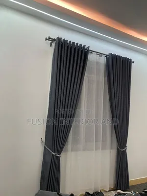 Dark. Grey Plain Luxury Curtains