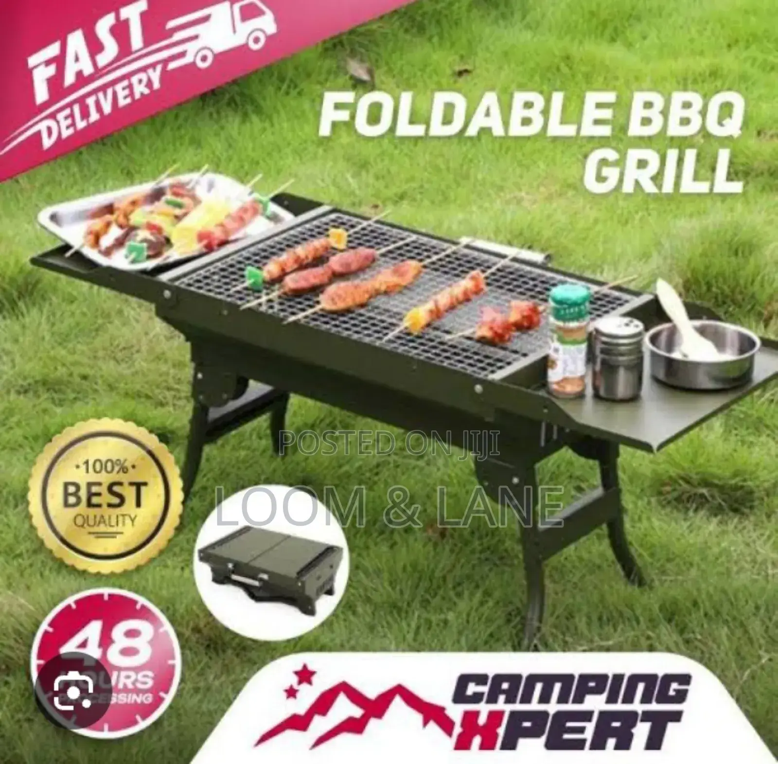 Portable Green Foldable Charcoal BBQ Grill