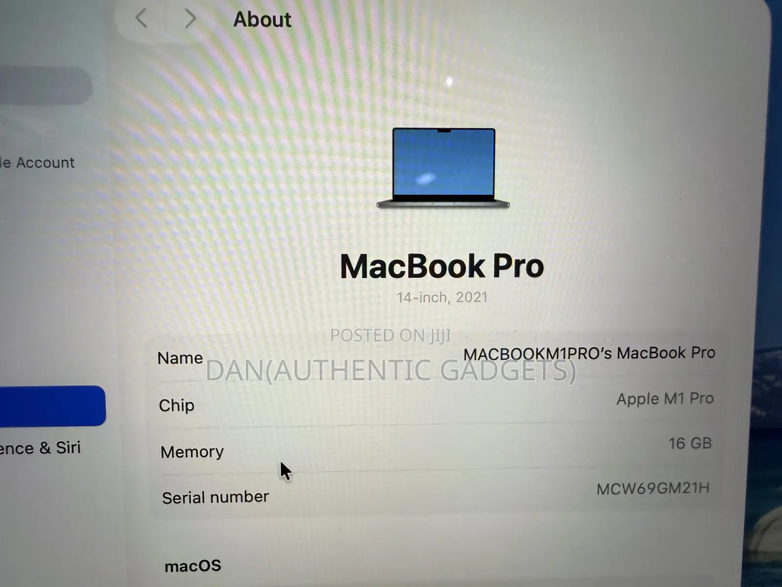 Laptop Apple MacBook Pro 2021 M1 16GB Apple M1 Pro SSD 1T