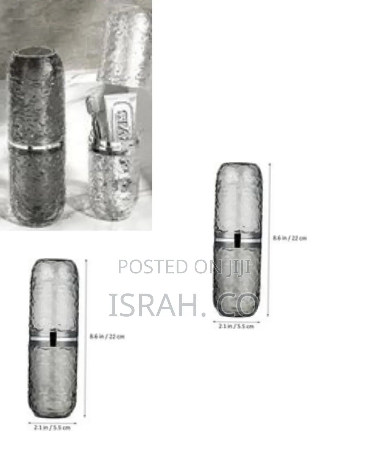 Textured Glass Toothbrush Holder With Cup