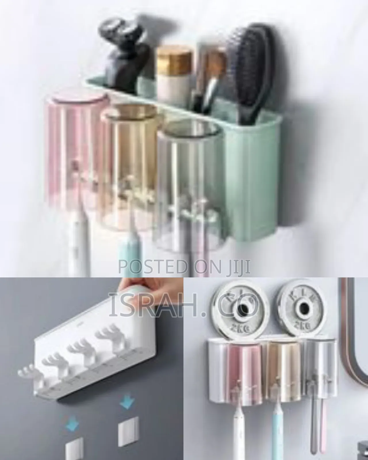 Wall-Mounted Multi- Toothbrush Toiletry Holder With Magnetic Cups