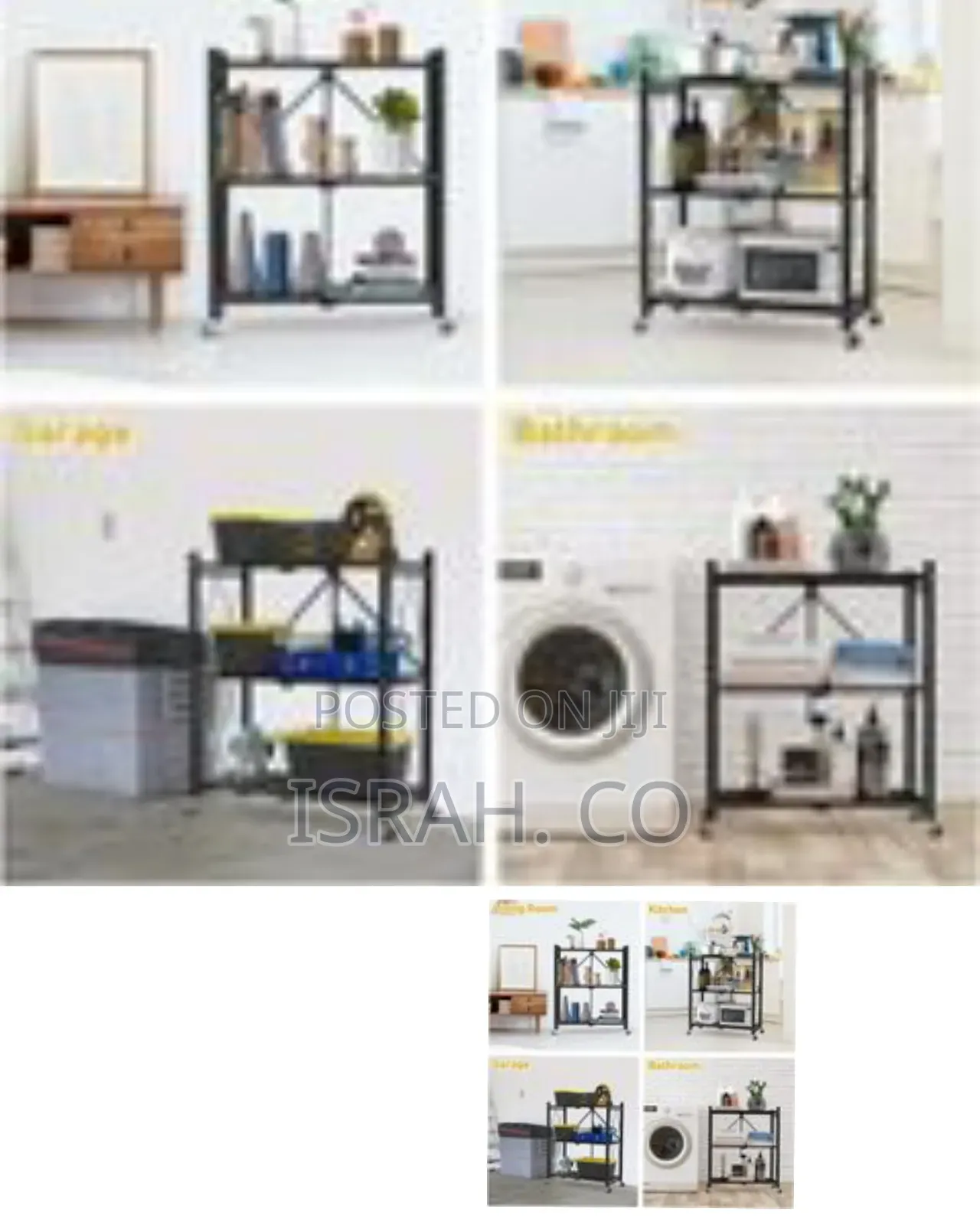 Foldable Rolling Utility and Kitchen Storage Cart