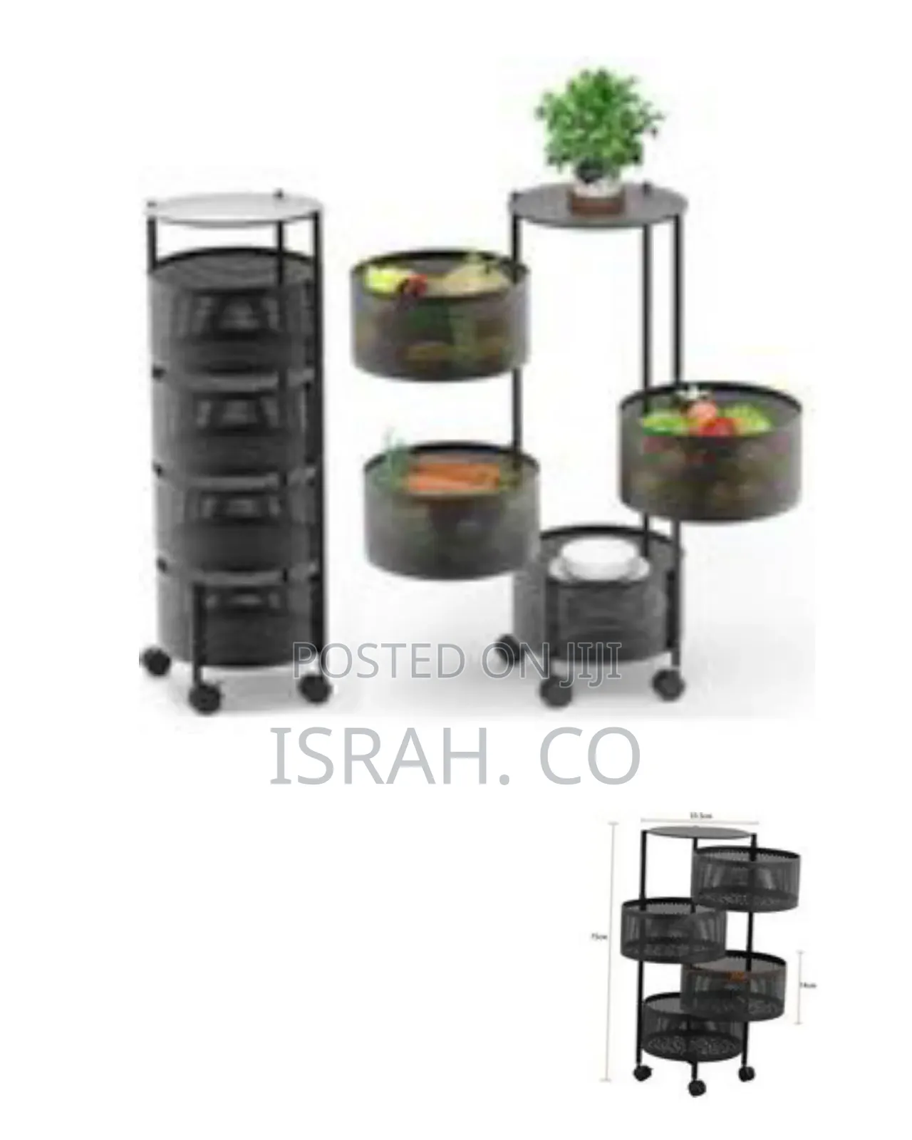 Versatile Multi-Tier Rolling Storage Cart / Rotating Kitchen Rack