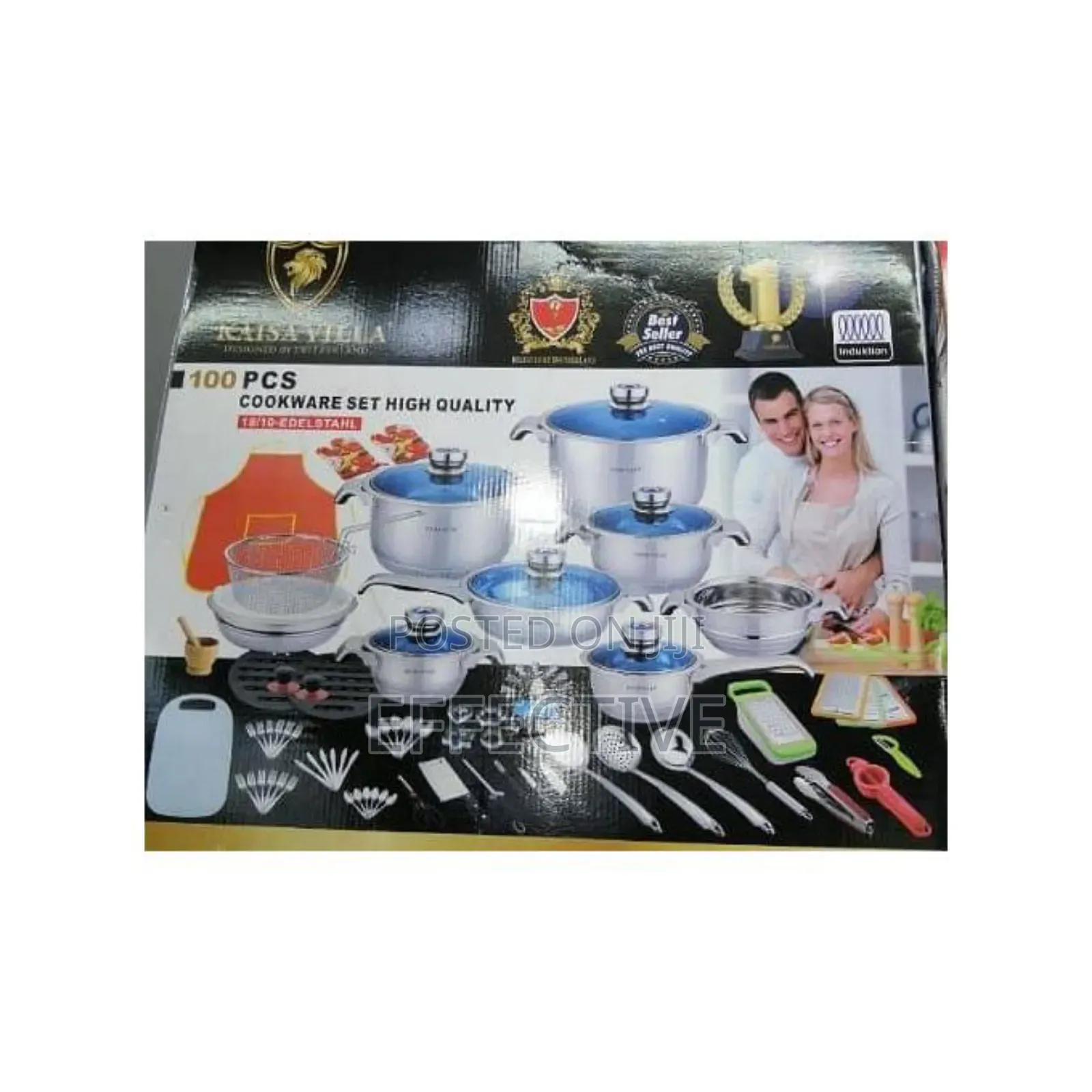 Kaisa Villa 100-Piece Stainless Steel Cookware Set.