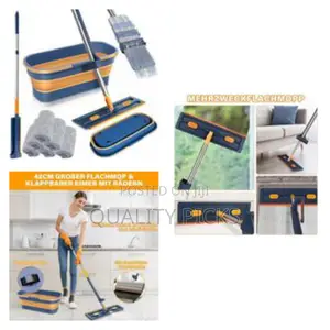 Portable Collapsible 360° Swivel Wring Function Microfibre Flat Mop