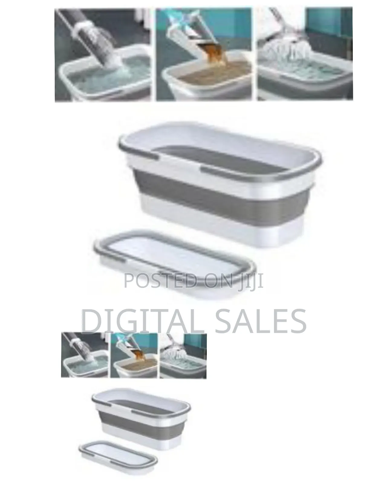 Mop and Bucket Cleaning System With Space-Saving Collapsible Design