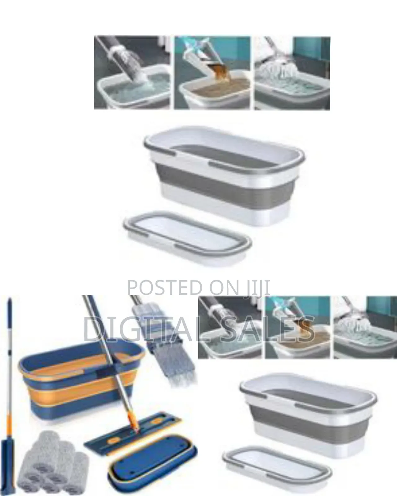 Mop and Bucket Cleaning System With Space-Saving Collapsible Design