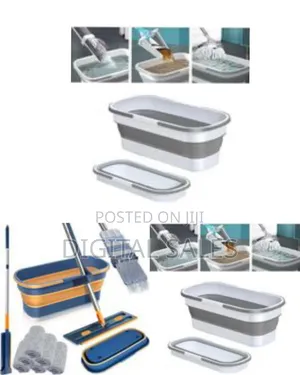 Mop and Bucket Cleaning System With Space-Saving Collapsible Design
