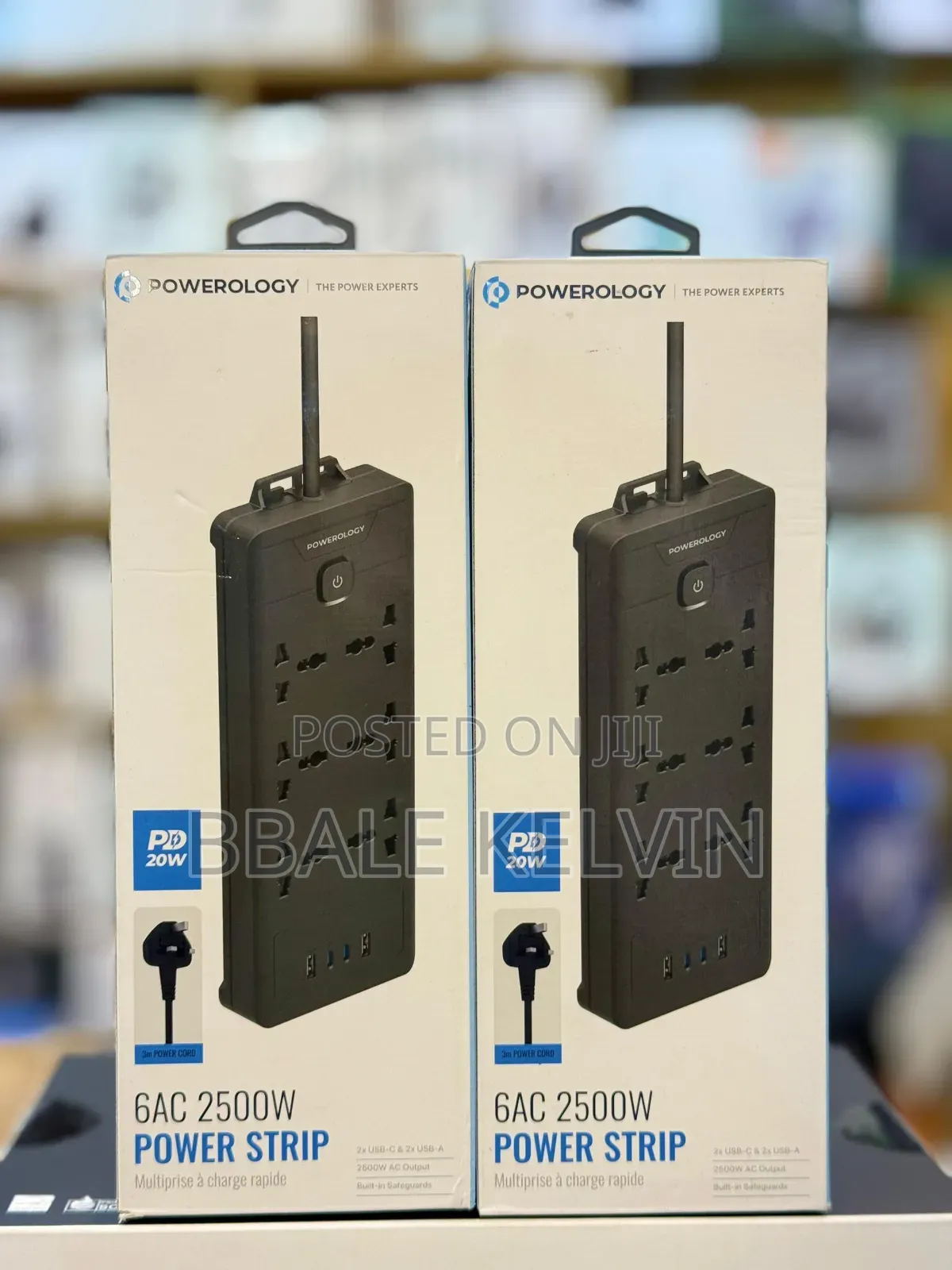 Powerology Power Strip Power Extension Socket 6ac 2500w