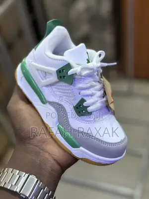 New Classic Kid’S Air Jordan 4 Retro White/Green Children’S Sneakers