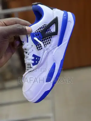 New Classic White/Blue Kid’S Air Jordan 4 Retro Sneaker