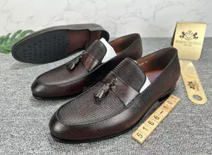 Original Men’S Dark Tan Renato Castello Formal/Gentle Tassel Loafers