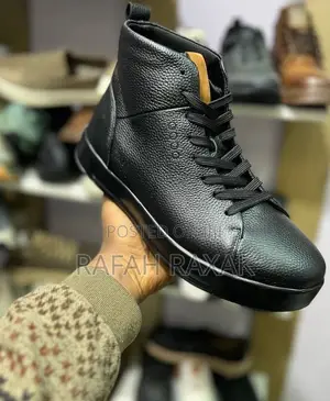 Original Men’S Ecco Black Leather High Top Sneaker