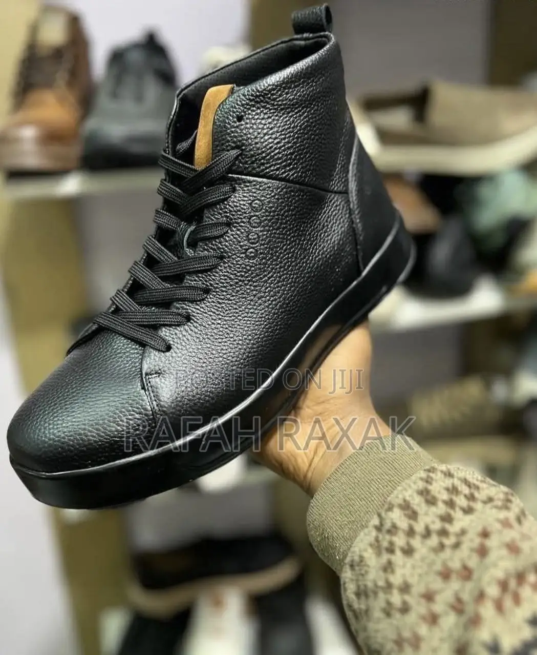Original Men’S Ecco Black Leather High Top Sneaker