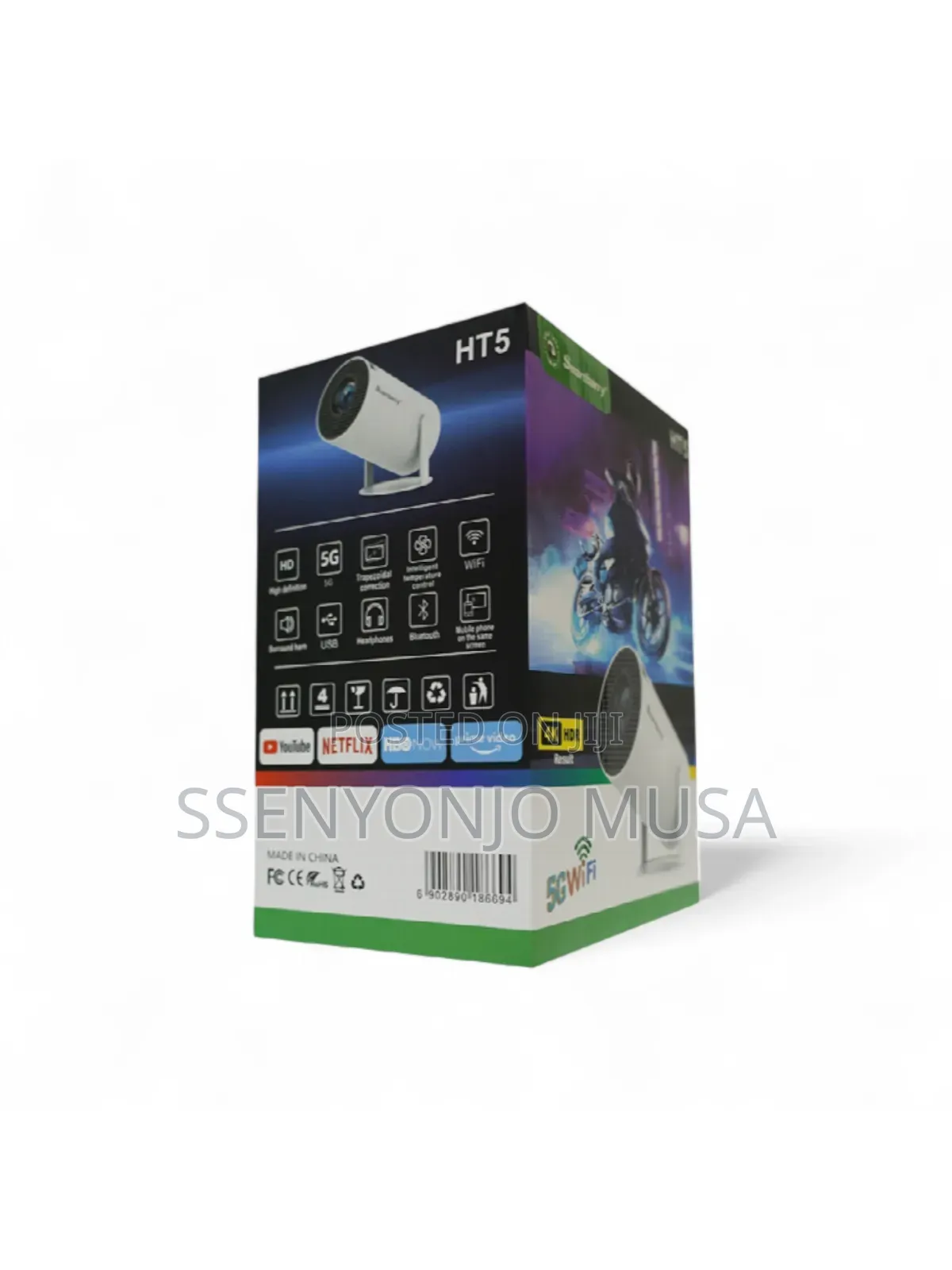 Smartbarry Ht5 Mini Portable Projector – Hd HDR Support, Wireless.