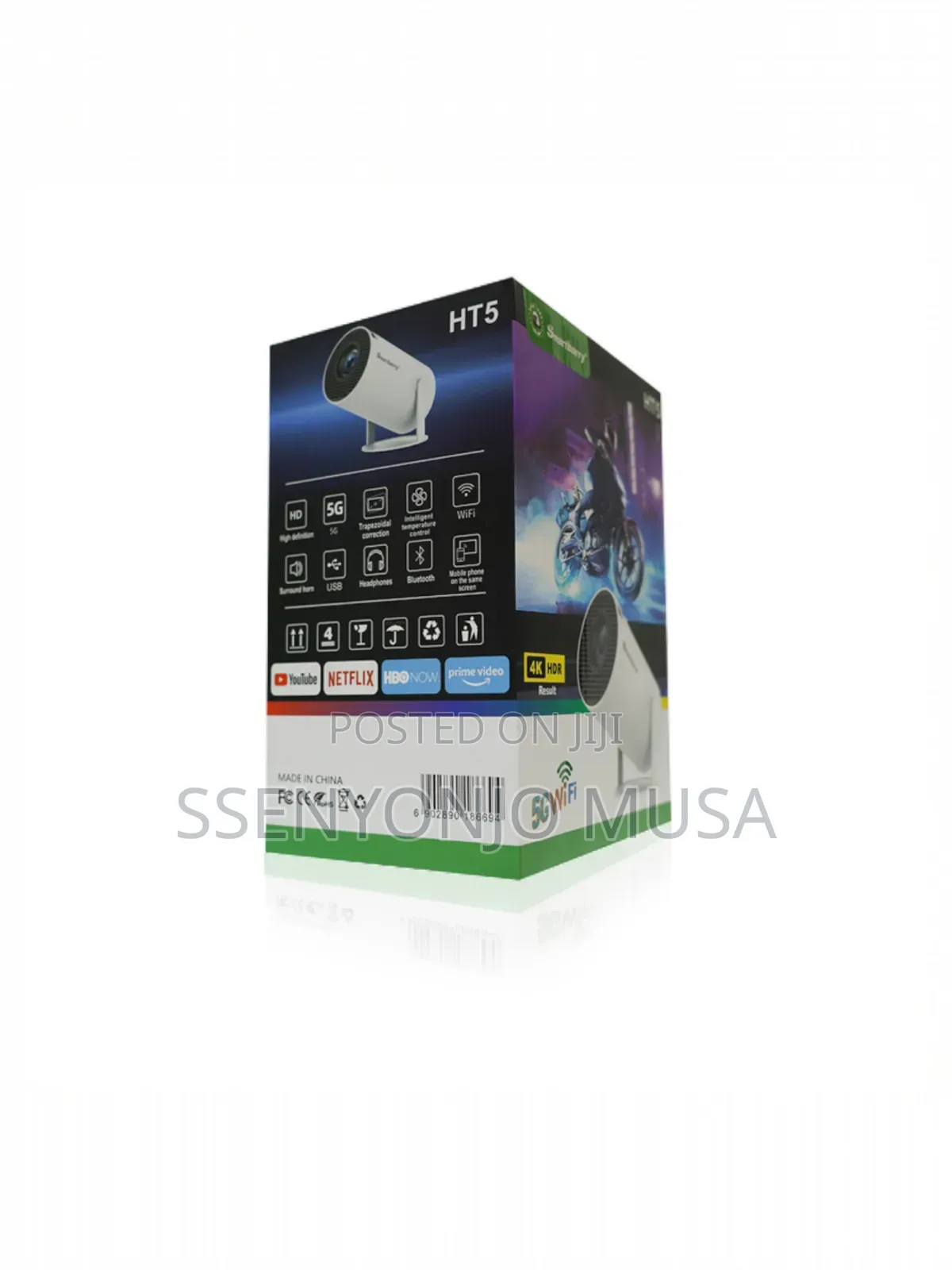 Smartbarry Ht5 Mini Portable Projector – Hd HDR Support, Wireless.