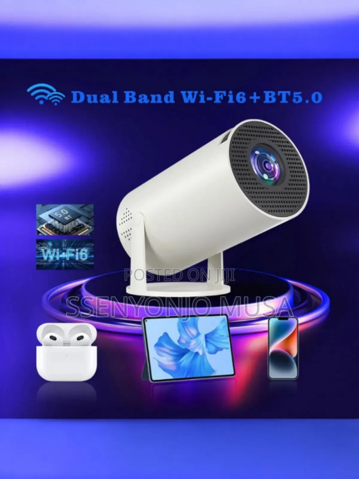 Smartbarry Ht5 Mini Portable Projector – Hd HDR Support, Wireless.