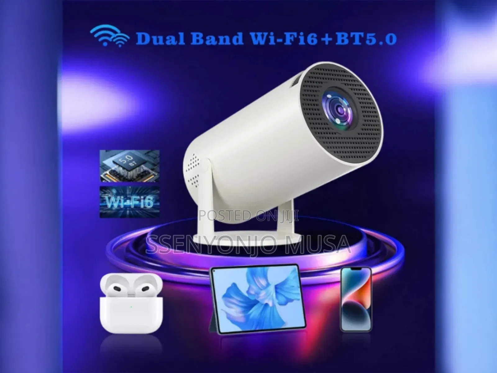 Smartbarry Ht5 Mini Portable Projector – Hd HDR Support, Wireless.