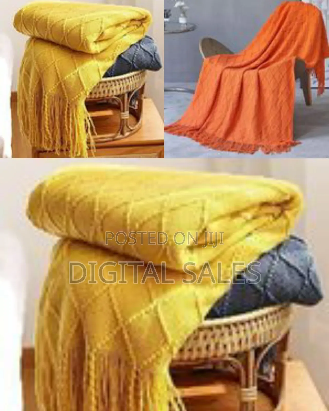 130*220cm Cozy Knitted Diamond Pattern Throw Blanket With Fringe