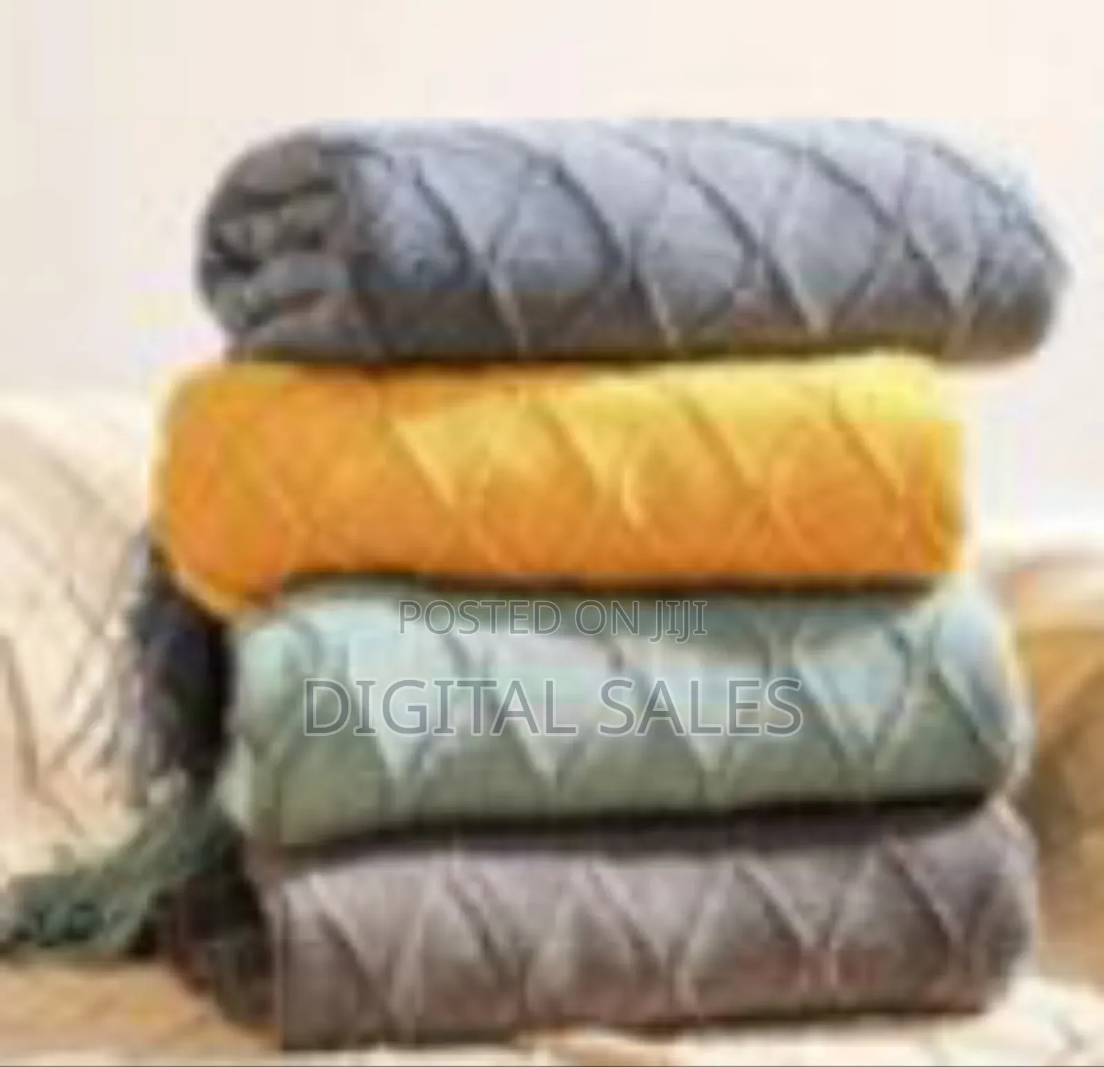 Chunky Knitted Diamond Pattern Throw Blanket - Multicolor
