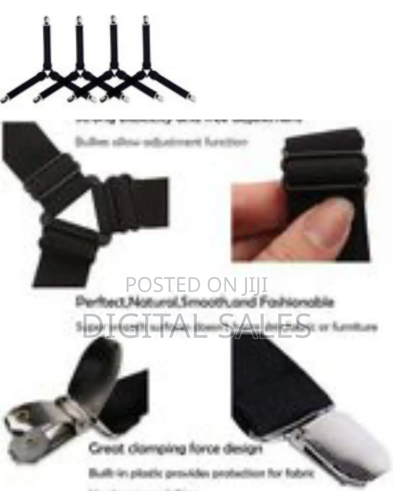 Adjustable Bed Sheet Fasteners / Straps With Metal Clips - Multicolor