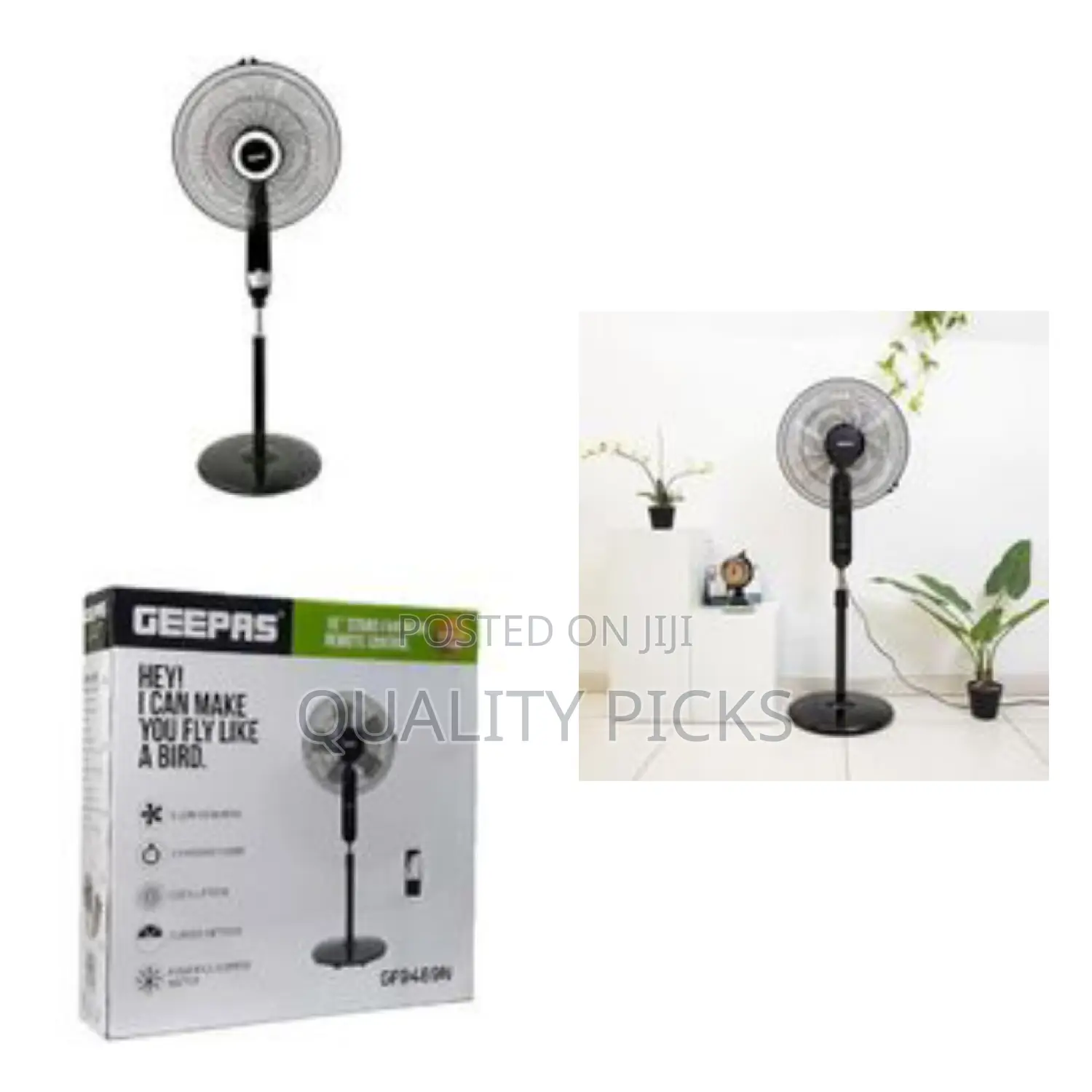 Geepas 16" Stand Fan With Remote Control - Multicolor