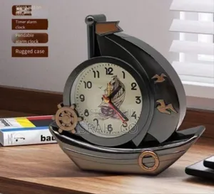 Electroplated Sailing Vessel Decorative Alarm Clock - Multicolor