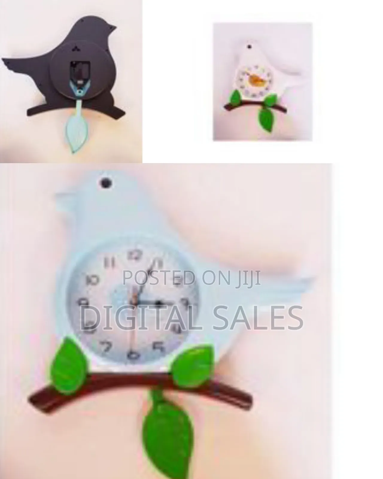 Whimsical Bird Wall Clock With Leaf Pendulum