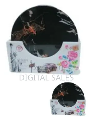 Vintage Travel Themed Coaster Set With Marble Finish