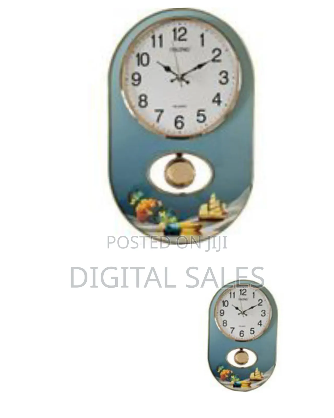 Elegant Oval Wall Clock With Decorative Panel