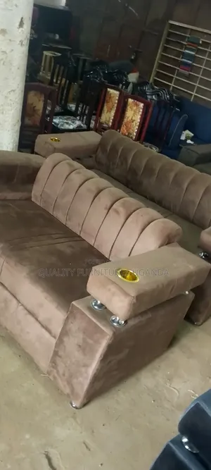 Double Golden Cupholder Sofa Set