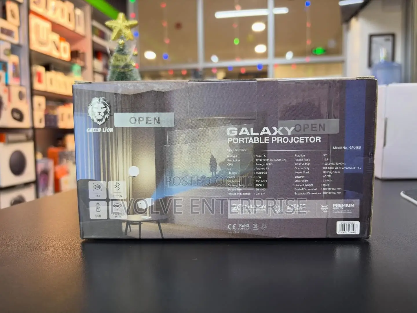 Green Lion Galaxy Portable Projector – 720p Hd, Android 13