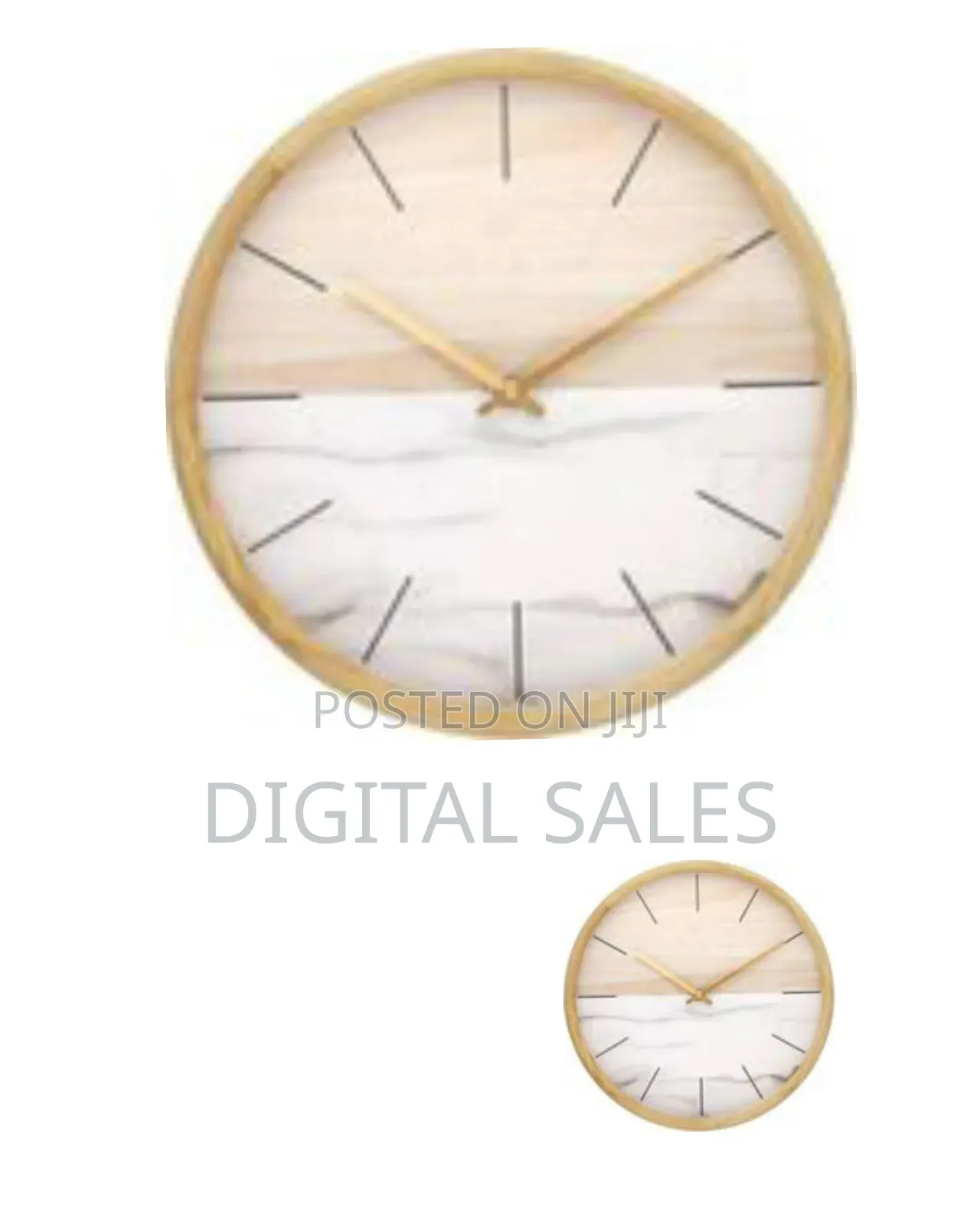 Modern Wood and Faux Marble Wall Clock - Multicolor