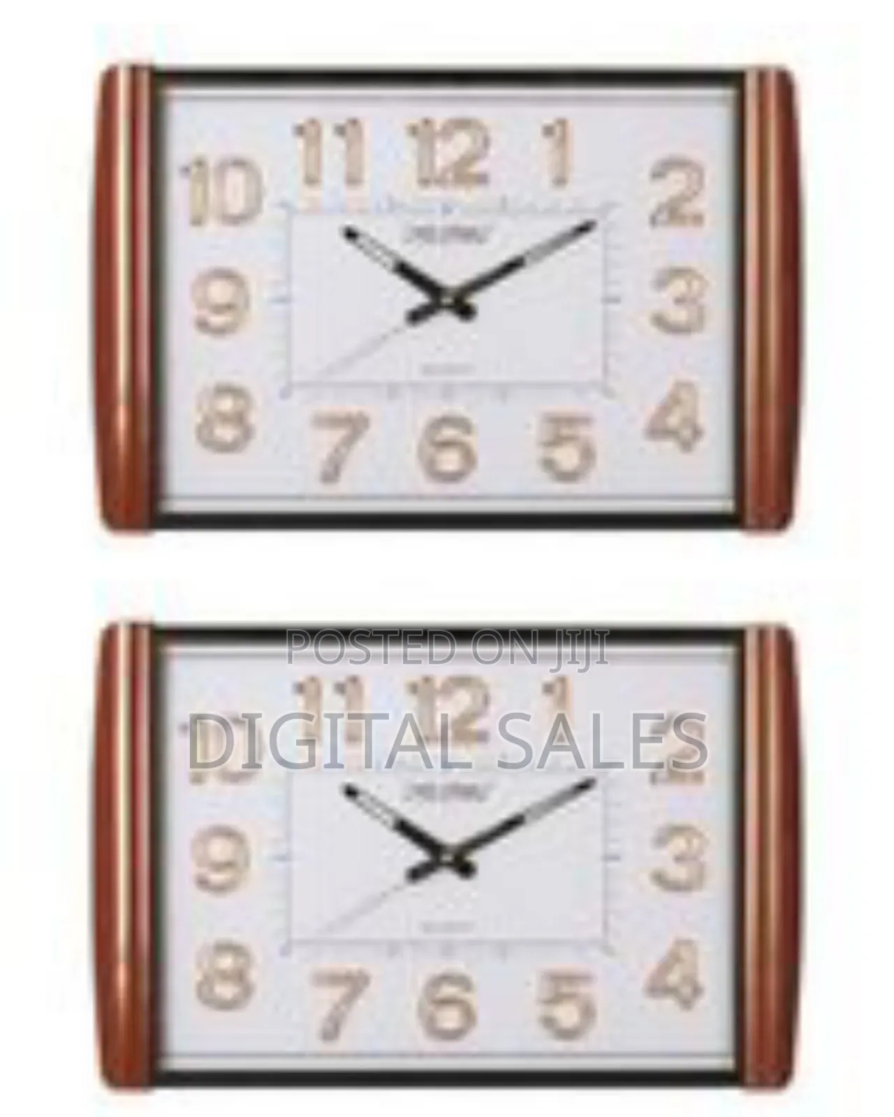 Rectangular Quartz Wall Clock With Wood Grain Accents - Multicolor