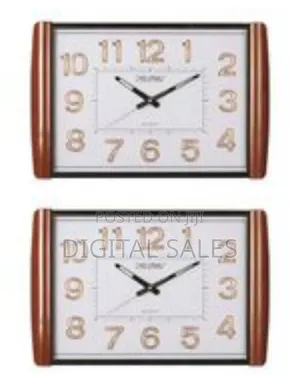 Rectangular Quartz Wall Clock With Wood Grain Accents - Multicolor