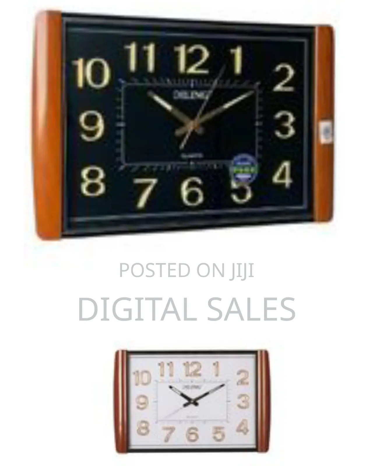 Rectangular Quartz Wall Clock With Wood Grain Accents - Multicolor